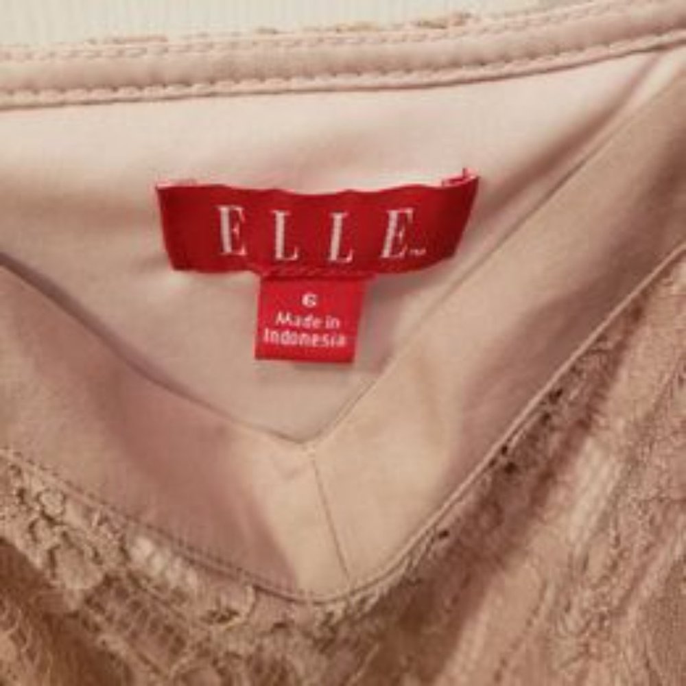 ELLE Lace Nude/Blush-Tinged Juniors Strappy Dress with Black Band- Size 6 - Picture 8 of 9